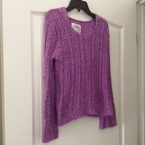 Justice Girls Purple Sweater with a Hood in a Knit Style.